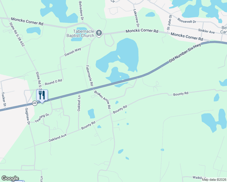 map of restaurants, bars, coffee shops, grocery stores, and more near 12471 Old Number Six Highway in Eutawville