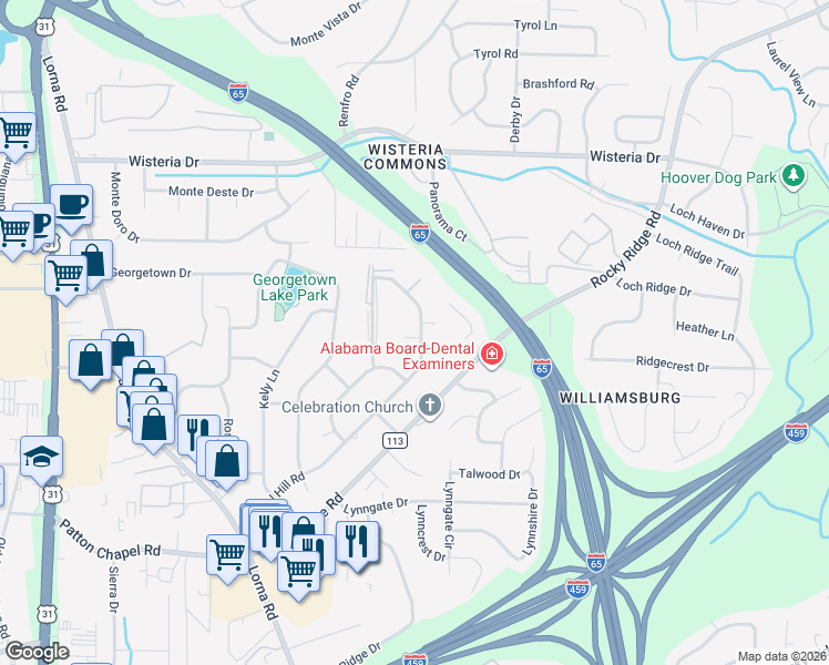 map of restaurants, bars, coffee shops, grocery stores, and more near 2257 Chapel Hill Road in Birmingham