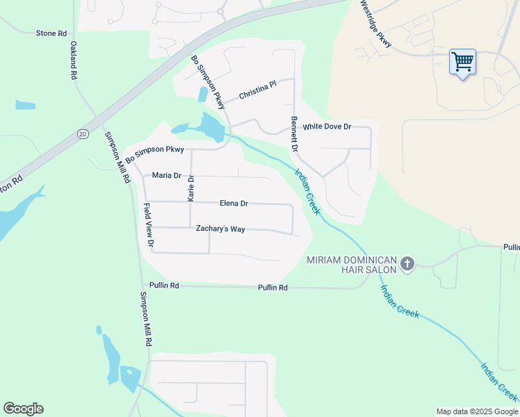 map of restaurants, bars, coffee shops, grocery stores, and more near 1478 Elena Drive in McDonough