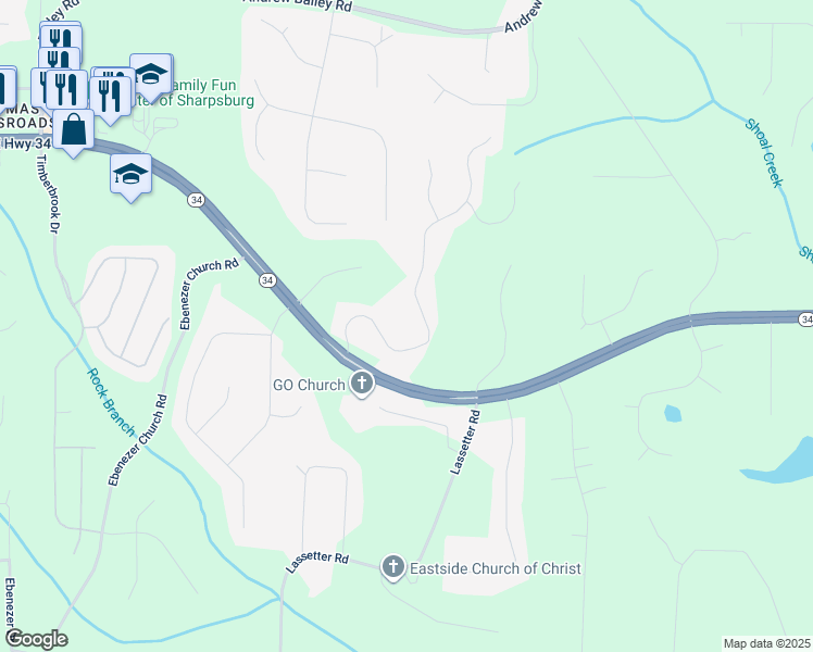 map of restaurants, bars, coffee shops, grocery stores, and more near 180 Spring Forest Way in Sharpsburg