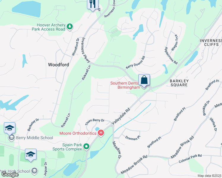 map of restaurants, bars, coffee shops, grocery stores, and more near 5137 Selkirk Drive in Birmingham