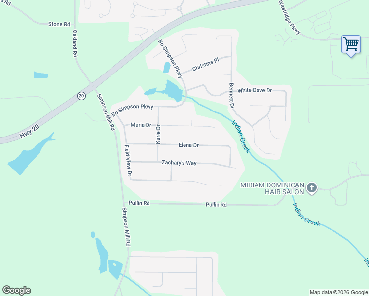 map of restaurants, bars, coffee shops, grocery stores, and more near 1454 Elena Drive in McDonough