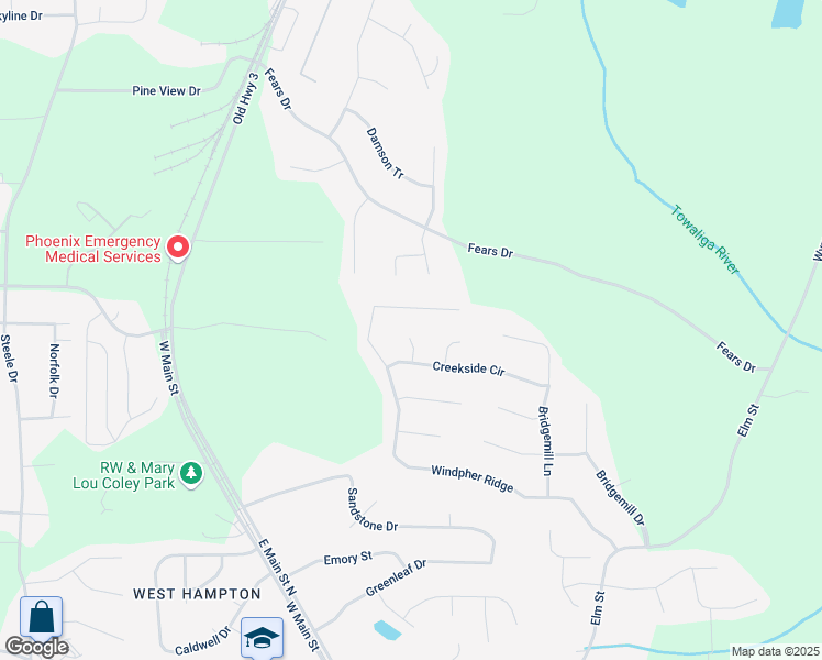 map of restaurants, bars, coffee shops, grocery stores, and more near 80 Knolls Ridge in Hampton