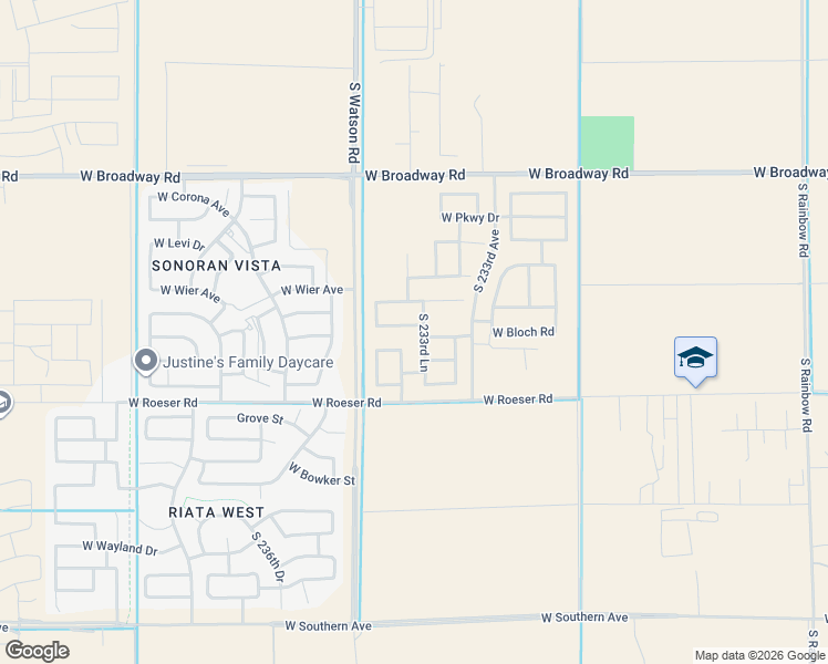 map of restaurants, bars, coffee shops, grocery stores, and more near 4901 South 235th Drive in Buckeye