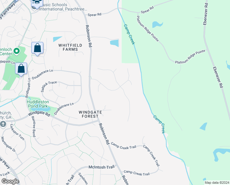 map of restaurants, bars, coffee shops, grocery stores, and more near 1112 Montclair Drive in Peachtree City