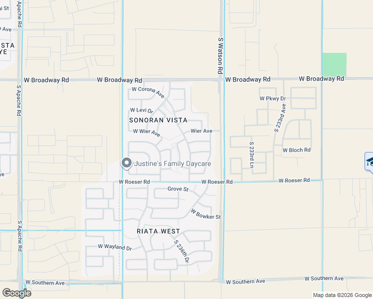 map of restaurants, bars, coffee shops, grocery stores, and more near 4905 South 236th Drive in Buckeye