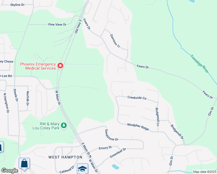 map of restaurants, bars, coffee shops, grocery stores, and more near 441 Windpher Ridge in Hampton