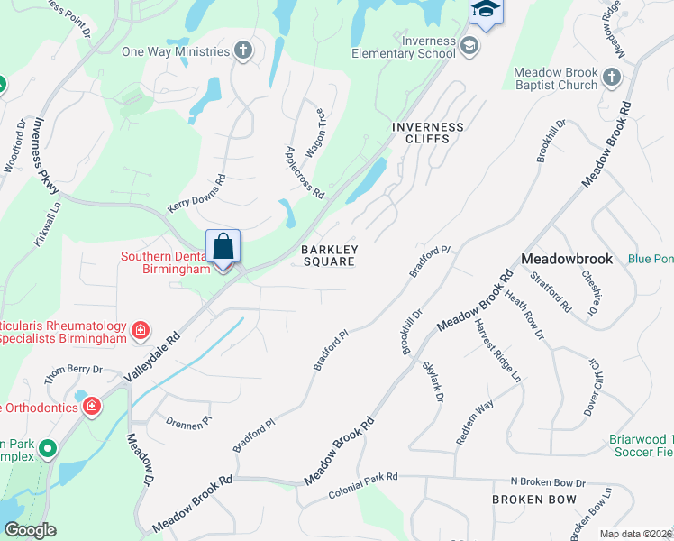 map of restaurants, bars, coffee shops, grocery stores, and more near 1147 Barkley Lane in Birmingham