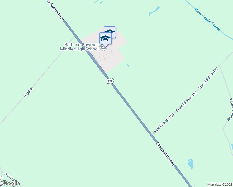 map of restaurants, bars, coffee shops, grocery stores, and more near 4921-5033 Charleston Highway in Rowesville