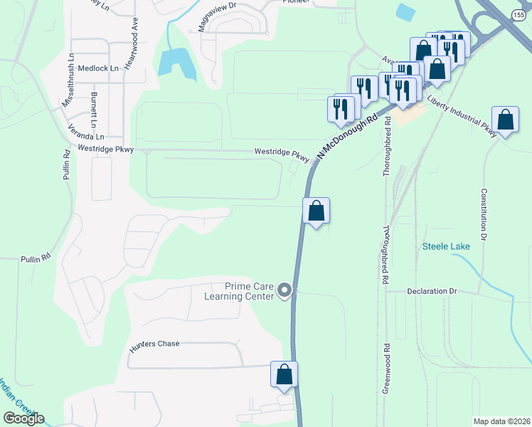 map of restaurants, bars, coffee shops, grocery stores, and more near 35 Farris Road in McDonough