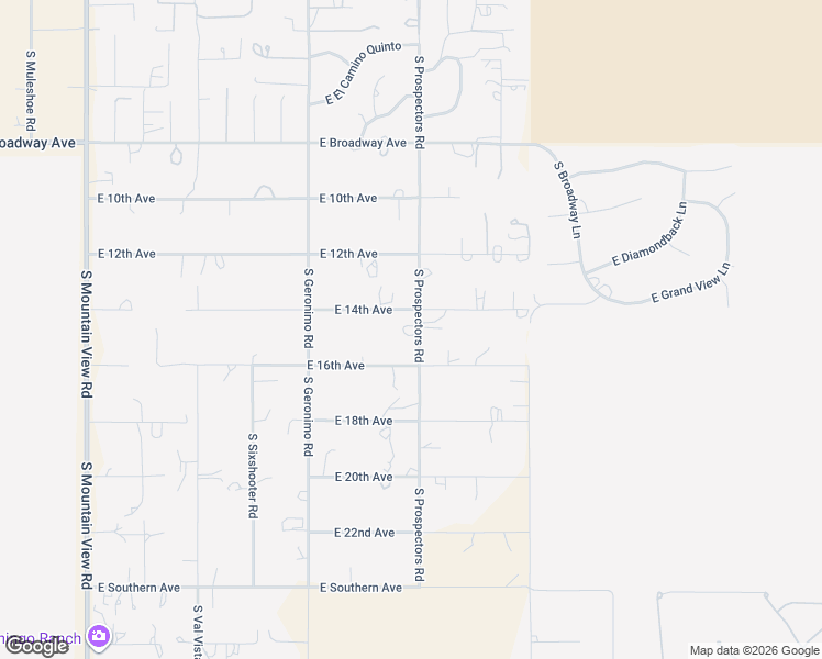 map of restaurants, bars, coffee shops, grocery stores, and more near 1422 South Prospectors Road in Apache Junction