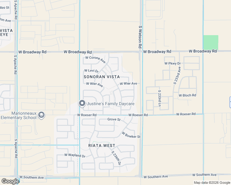 map of restaurants, bars, coffee shops, grocery stores, and more near 4905 South 236th Drive in Buckeye