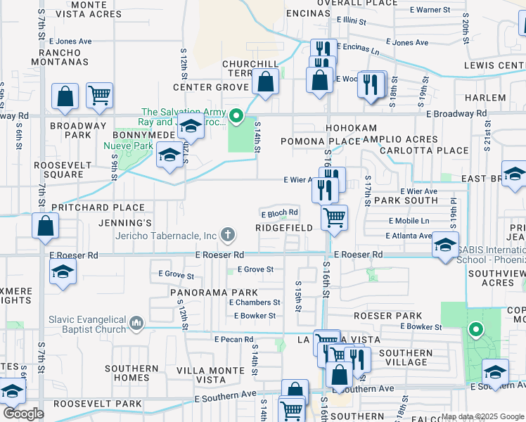 map of restaurants, bars, coffee shops, grocery stores, and more near 1407 East Chipman Road in Phoenix