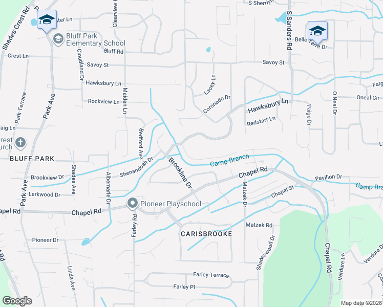 map of restaurants, bars, coffee shops, grocery stores, and more near 2308 Woodcreek Drive in Birmingham