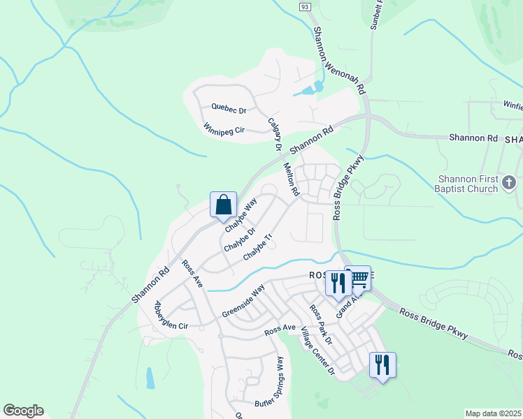 map of restaurants, bars, coffee shops, grocery stores, and more near 2125 Chalybe Drive in Birmingham