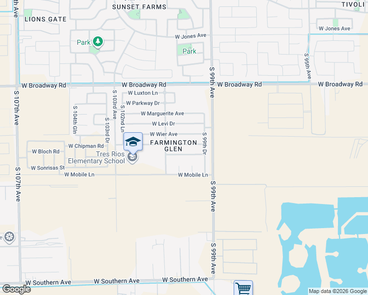 map of restaurants, bars, coffee shops, grocery stores, and more near 10013 West Chipman Road in Tolleson