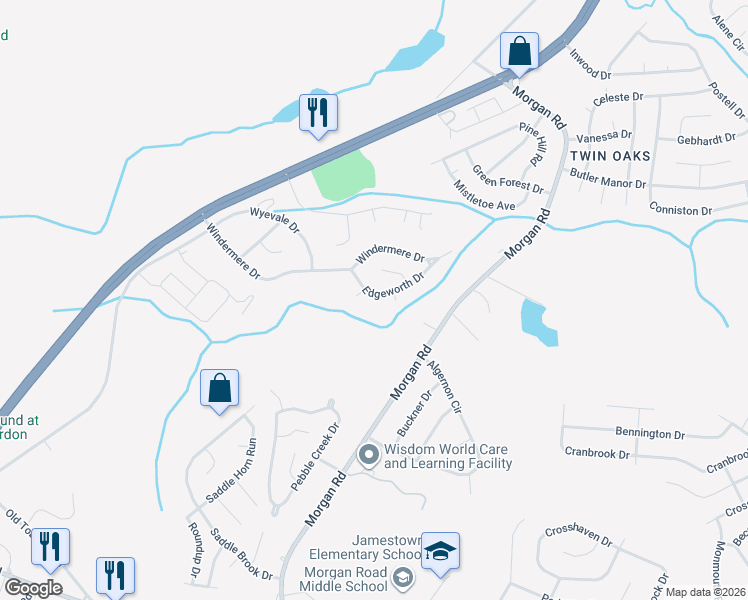 map of restaurants, bars, coffee shops, grocery stores, and more near 3524 Edgeworth Drive in Hephzibah