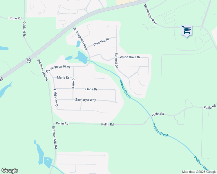 map of restaurants, bars, coffee shops, grocery stores, and more near 1495 Elena Drive in McDonough
