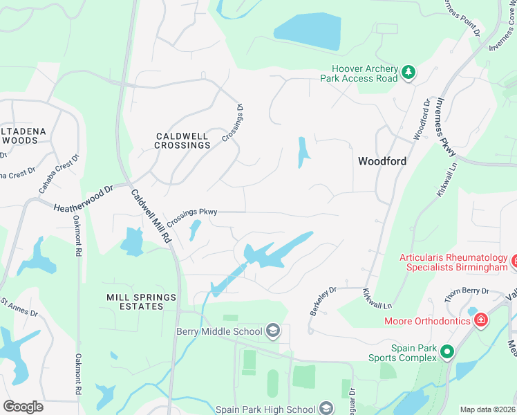 map of restaurants, bars, coffee shops, grocery stores, and more near 5184 Crossings Parkway in Birmingham