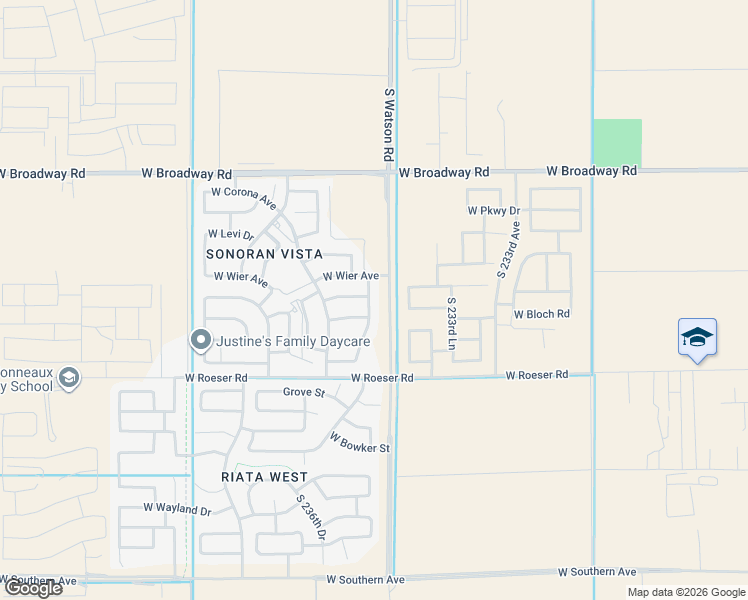 map of restaurants, bars, coffee shops, grocery stores, and more near 4901 South 235th Drive in Buckeye