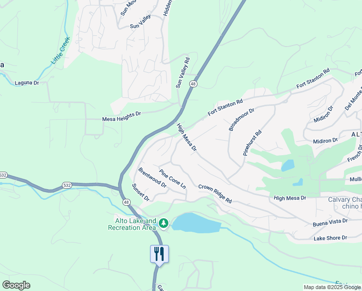 map of restaurants, bars, coffee shops, grocery stores, and more near 107 Crown Ridge Road in Alto