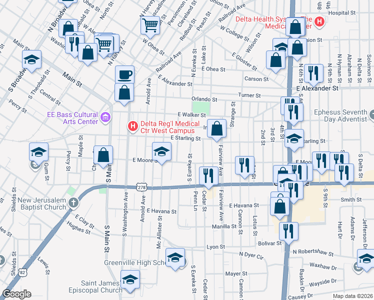 map of restaurants, bars, coffee shops, grocery stores, and more near 428 Carrie Stern Lane in Greenville