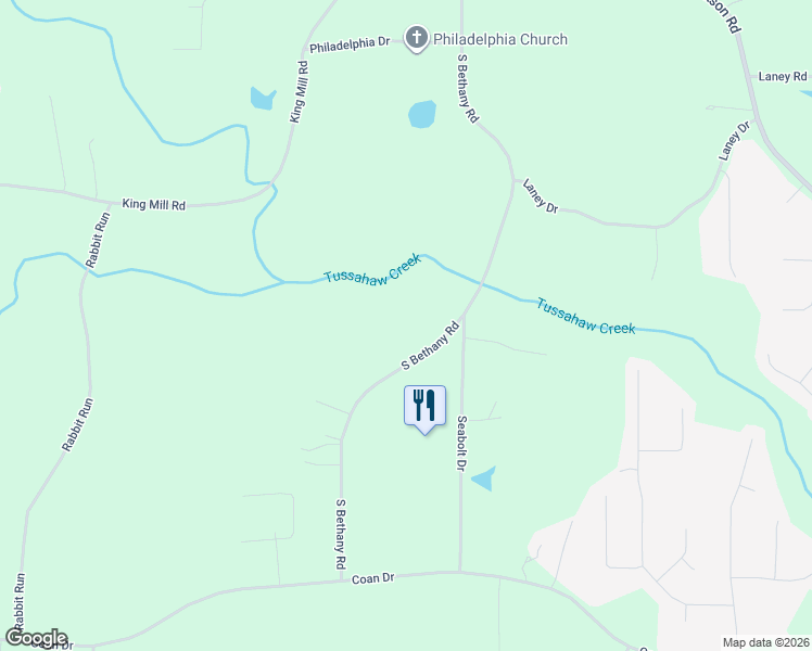 map of restaurants, bars, coffee shops, grocery stores, and more near 1086 South Bethany Road in McDonough