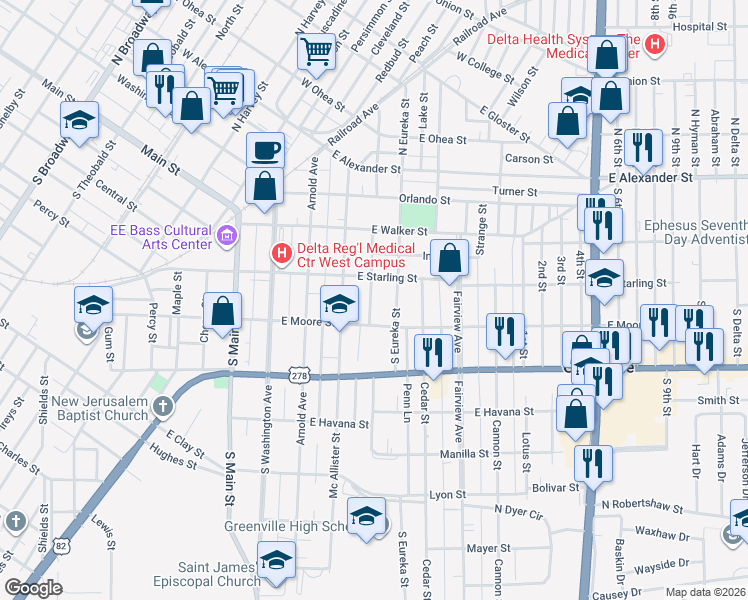 map of restaurants, bars, coffee shops, grocery stores, and more near 428 Carrie Stern Lane in Greenville