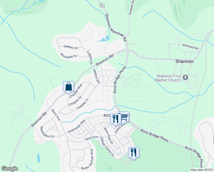 map of restaurants, bars, coffee shops, grocery stores, and more near 1543 Melton Road in Birmingham