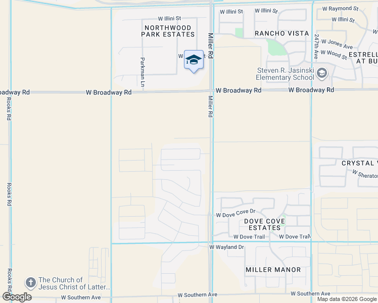 map of restaurants, bars, coffee shops, grocery stores, and more near 4881 Miller Road in Buckeye