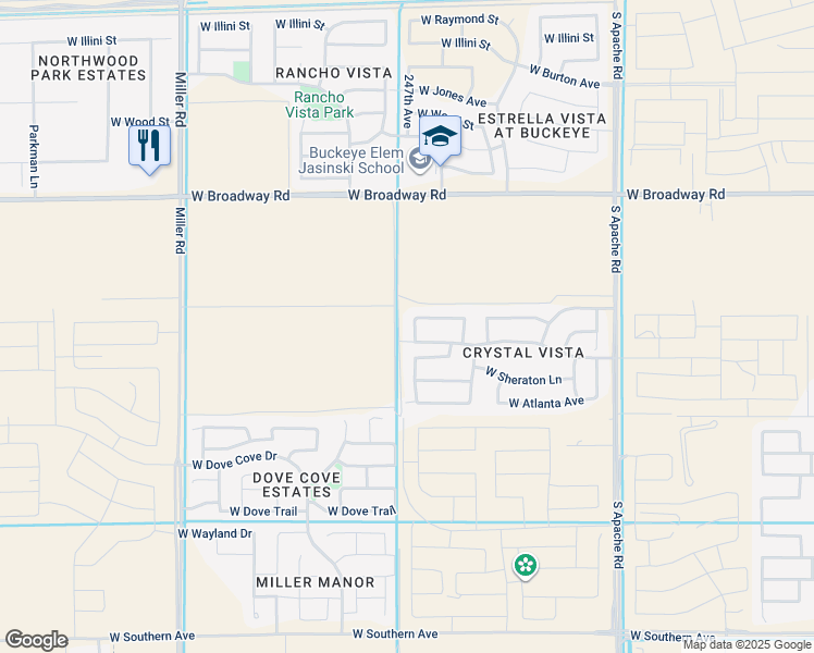 map of restaurants, bars, coffee shops, grocery stores, and more near 4896 South 246th Lane in Buckeye