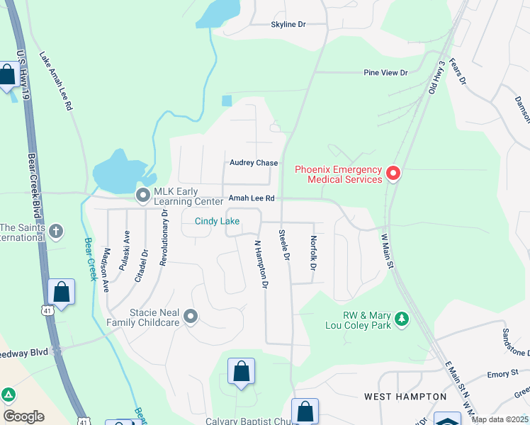 map of restaurants, bars, coffee shops, grocery stores, and more near 1322 North Hampton Drive in Hampton