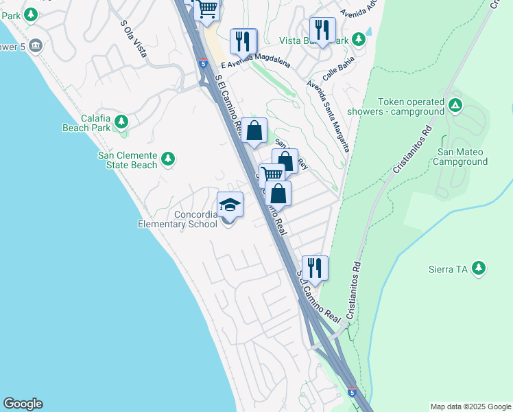 map of restaurants, bars, coffee shops, grocery stores, and more near 3206 Avenida Del Presidente in San Clemente