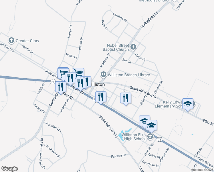 map of restaurants, bars, coffee shops, grocery stores, and more near 316 Dicks Street in Williston