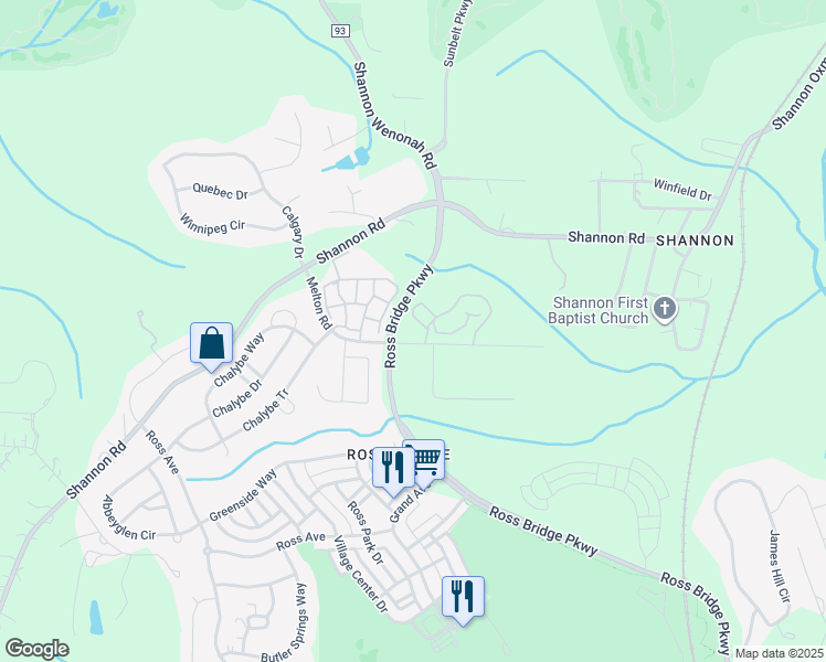 map of restaurants, bars, coffee shops, grocery stores, and more near 2000 Ashby Lane in Hoover