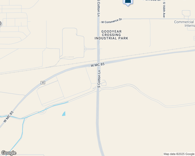 map of restaurants, bars, coffee shops, grocery stores, and more near South Cotton Lane in Goodyear
