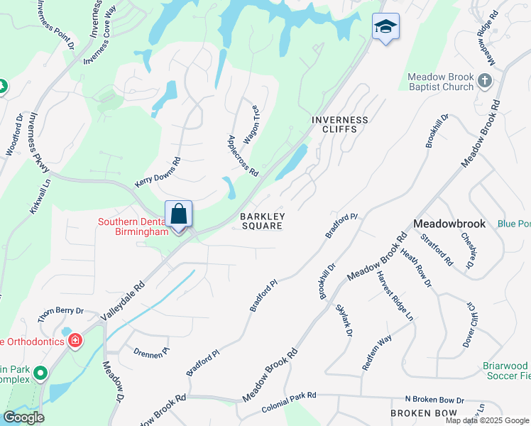 map of restaurants, bars, coffee shops, grocery stores, and more near 1216 Oxford Court in Birmingham
