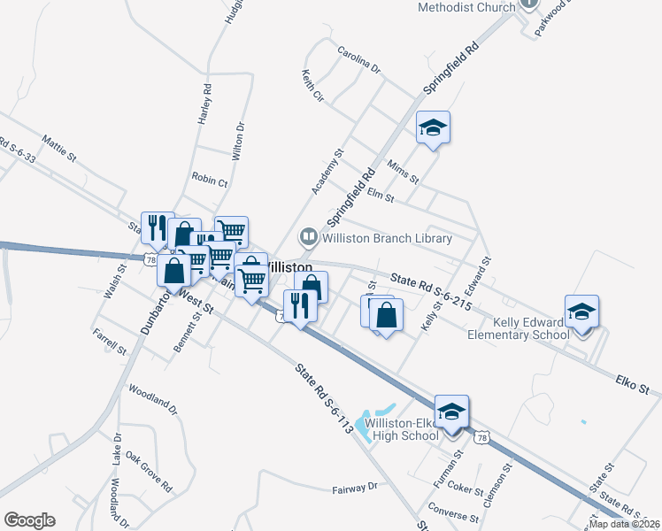 map of restaurants, bars, coffee shops, grocery stores, and more near 316 Dicks Street in Williston