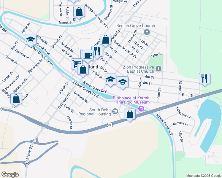 map of restaurants, bars, coffee shops, grocery stores, and more near 404 East 3rd Street in Leland