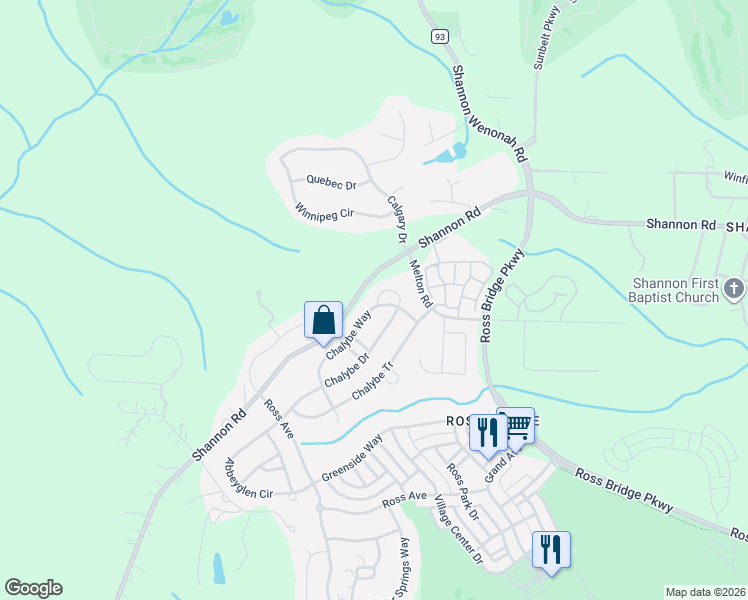 map of restaurants, bars, coffee shops, grocery stores, and more near 3651 Chalybe Cove in Birmingham