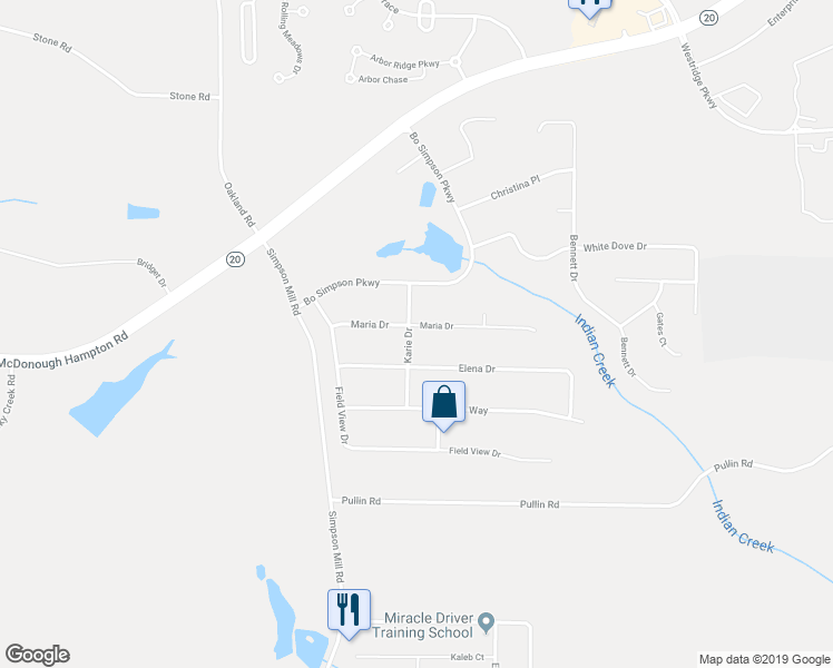 map of restaurants, bars, coffee shops, grocery stores, and more near 811 Karie Drive in McDonough