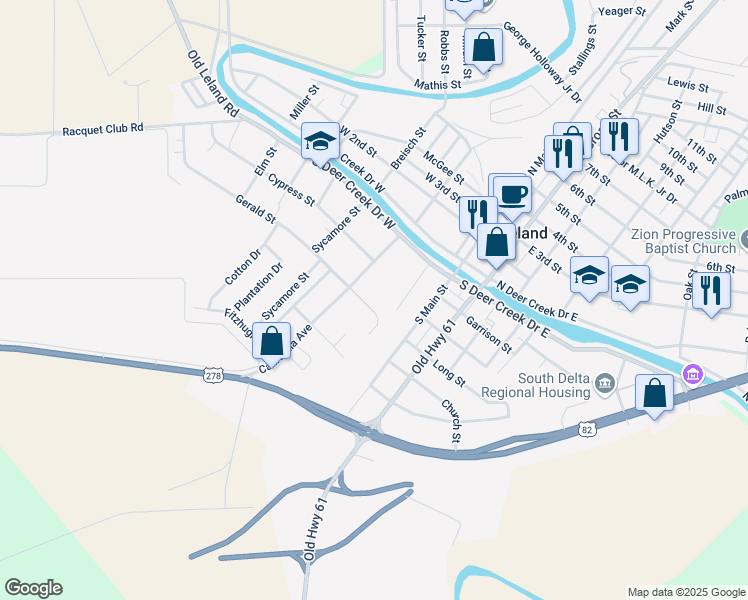map of restaurants, bars, coffee shops, grocery stores, and more near 203 California Avenue in Leland