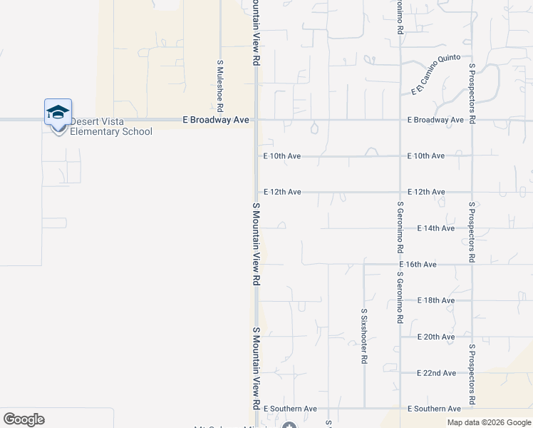 map of restaurants, bars, coffee shops, grocery stores, and more near 1345 South Mountain View Road in Apache Junction