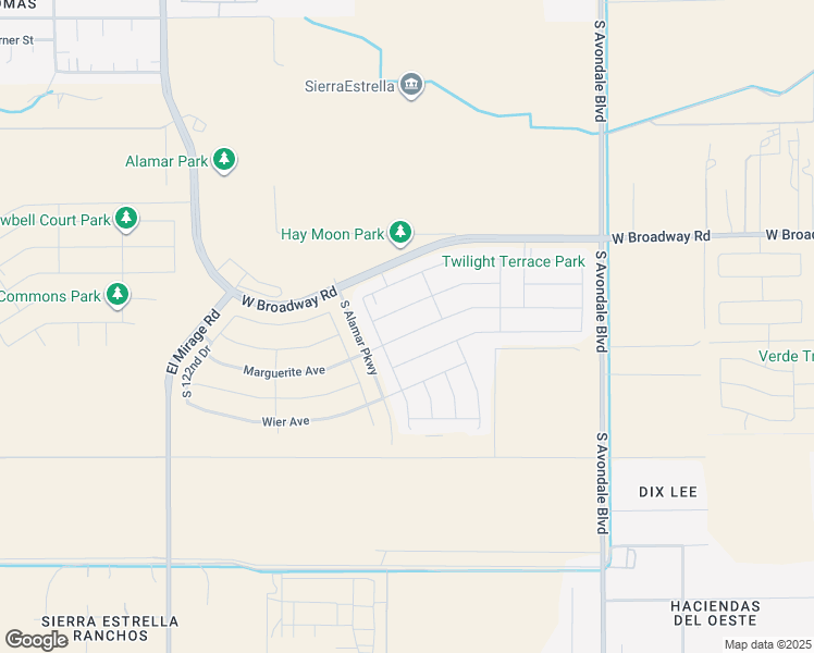 map of restaurants, bars, coffee shops, grocery stores, and more near 11725 West Parkway Lane in Avondale