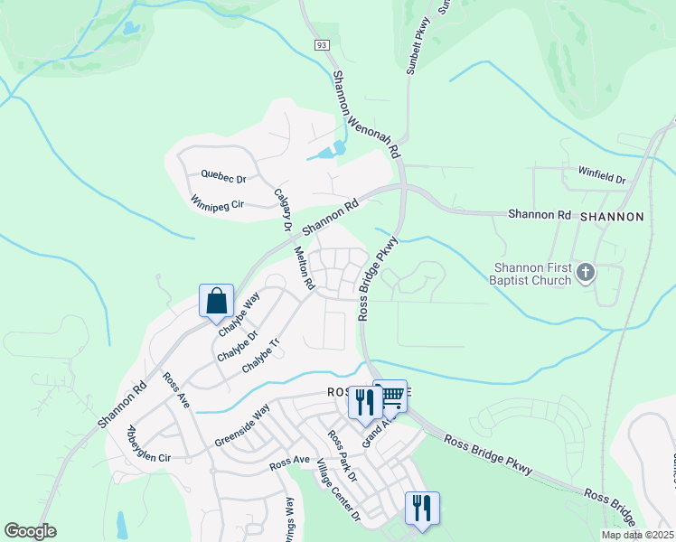 map of restaurants, bars, coffee shops, grocery stores, and more near 200 Birchall Lane in Hoover