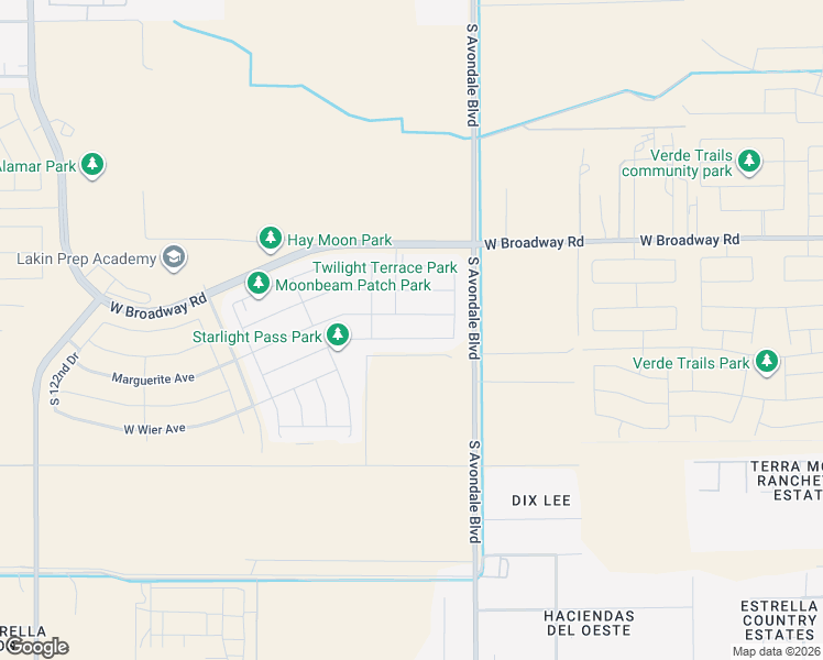 map of restaurants, bars, coffee shops, grocery stores, and more near 11614 West Levi Drive in Avondale