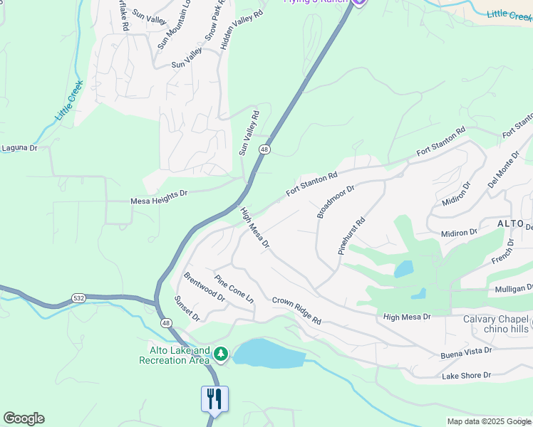 map of restaurants, bars, coffee shops, grocery stores, and more near 122-142 Fort Stanton Road in Alto