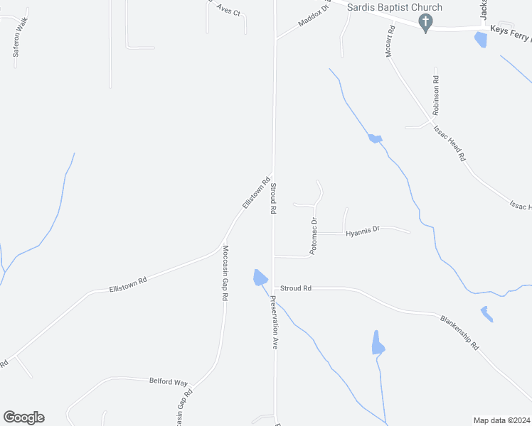 map of restaurants, bars, coffee shops, grocery stores, and more near 2240 Stroud Road in Jackson