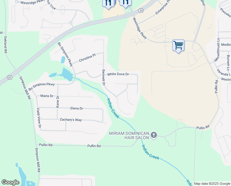 map of restaurants, bars, coffee shops, grocery stores, and more near 1718 Bennett Drive in McDonough