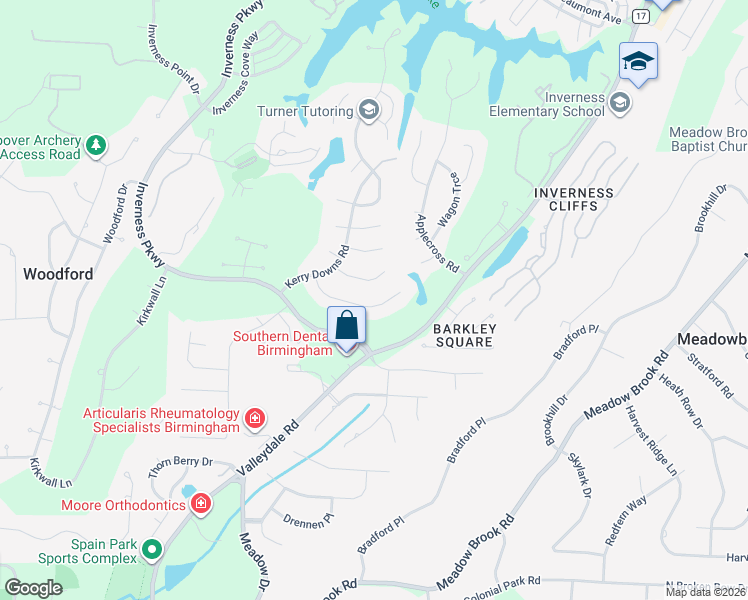 map of restaurants, bars, coffee shops, grocery stores, and more near 3324 Culloden Way in Birmingham